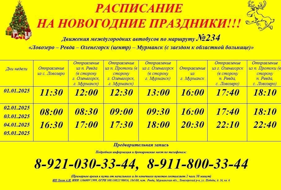 Маршрут N 234 - междугородний - новогодний