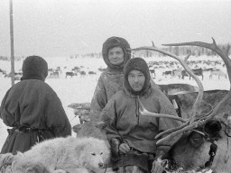Пастухи-оленеводы 2-й оленеводческой бригады совхоза «Тундра» во время съемок на телевидении. 1972 год